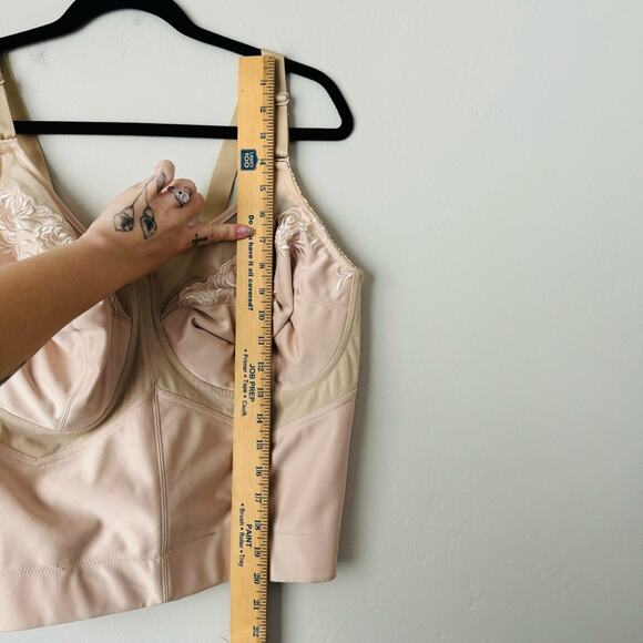 Elila Jacquard Wireless Soft-cup Front Hook Longline Bra nude woman’s 40F - Picture 6 of 10